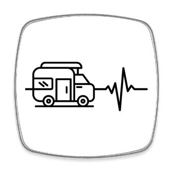 CAMPER LOVE! HERZSCHLAG FÜRS CAMPE VANLIFE - Viereckiger Kühlschrankmagnet - Weiß - Vorne