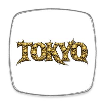 Golden Skull Tokyo Logo - Square fridge magnet - white - Front