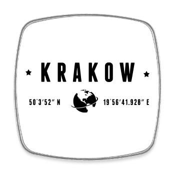 Krakauer GPS-Koordinaten Globe Moderne Typografie - Viereckiger Kühlschrankmagnet - Weiß - Vorne