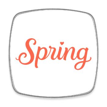 Spring lettering in a playful style - Square fridge magnet - white - Front