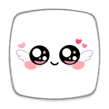 Amor Augen – Kawaii Engelaugen mit Flügeln und Stern - Viereckiger Kühlschrankmagnet - Weiß - Vorne