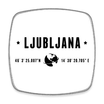 Ljubljana GPS Coordinates Globe Modern Typography - Square fridge magnet - white - Front