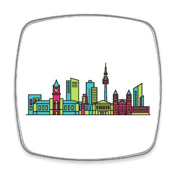 Leeds City Skyline Town Hall Modern Line Art - Square fridge magnet - white - Front