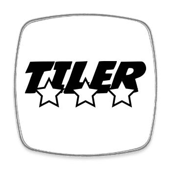 Fliesenleger *** professionelles Fliesenlege-Präzisionsfahrzeug - Viereckiger Kühlschrankmagnet - Weiß - Vorne