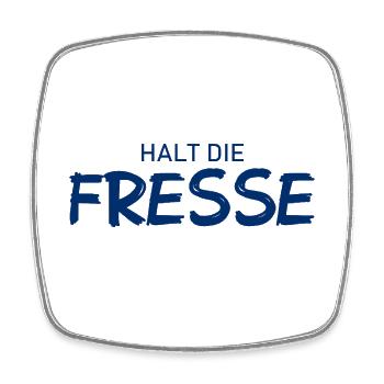 Halt die Fresse - Cooler Spruch - Viereckiger Kühlschrankmagnet - Weiß - Vorne