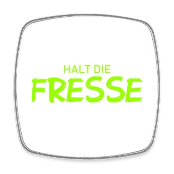 Halt die Fresse - Cooler Spruch - Viereckiger Kühlschrankmagnet - Weiß - Vorne