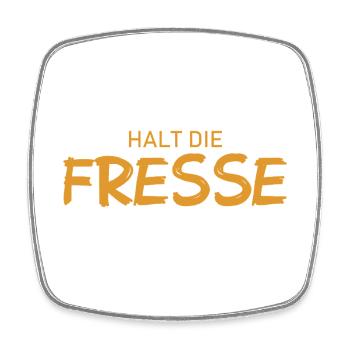 Halt die Fresse - Cooler Spruch - Viereckiger Kühlschrankmagnet - Weiß - Vorne