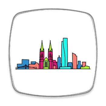 Basel City Skyline Roche Tower Modern Art - Square fridge magnet - white - Front