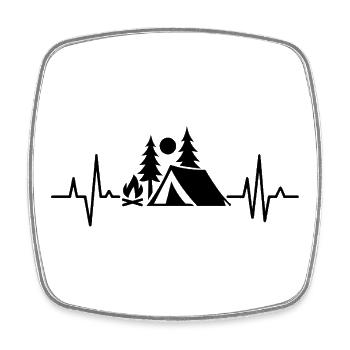 Herzschlag am Campingabend - Viereckiger Kühlschrankmagnet - Weiß - Vorne