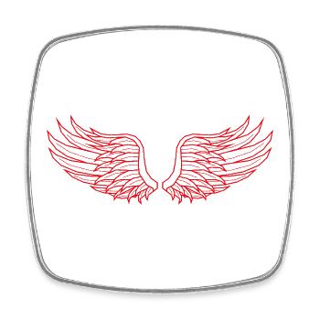 Digital Wings – Modern Line Art in Rot - Viereckiger Kühlschrankmagnet - Weiß - Vorne