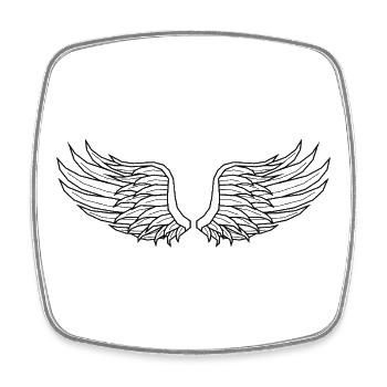 Digital Wings – Modern Line Art in Black - Square fridge magnet - white - Front