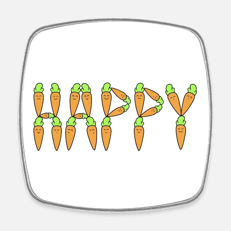 Carottes heureuses - Magnet carré - blanc