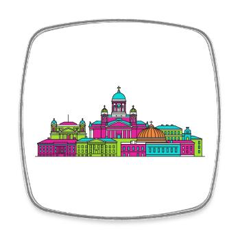 Helsinki City Skyline Kathedrale Moderne Linienkunst - Viereckiger Kühlschrankmagnet - Weiß - Vorne