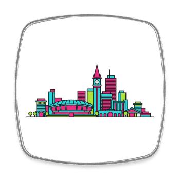 Adelaide City Skyline Kathedrale Moderne Linienkunst - Viereckiger Kühlschrankmagnet - Weiß - Vorne