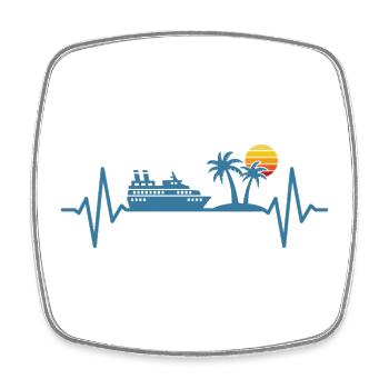 Cruise Ship Vacation Heartbeat - Square fridge magnet - white - Front