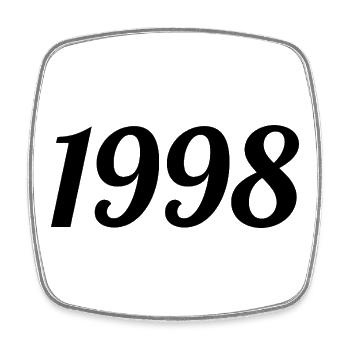 1998 Vintage 1998 Retro Geburtstag 1998 Geschenk - Viereckiger Kühlschrankmagnet - Weiß - Vorne