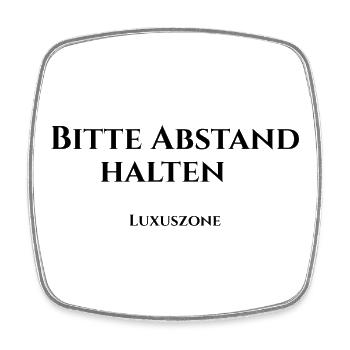 Bitte Abstand halten, Luxuszone - Viereckiger Kühlschrankmagnet - Weiß - Vorne