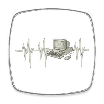 Ordinateur Heartbeat - Magnet carré - blanc - Devant