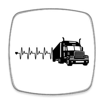 Truck heart rate - Square fridge magnet - white - Front