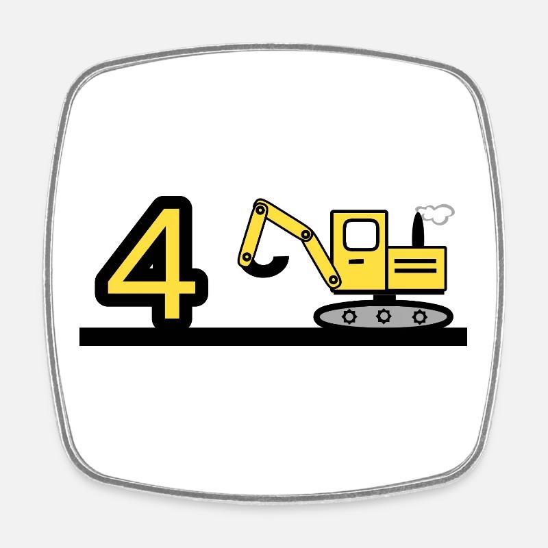 Bagger - Viereckiger Kühlschrankmagnet - Weiß