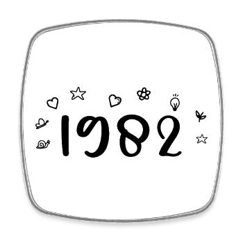 Jubiläum 1982 1982 Rückblick 1982 - Viereckiger Kühlschrankmagnet - Weiß - Vorne