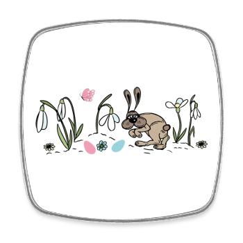 Osterhase im Frühling - Viereckiger Kühlschrankmagnet - Weiß - Vorne