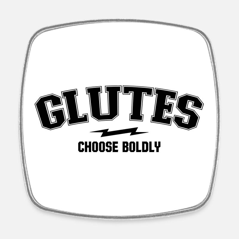 Varsity Arch - Glutes Dept - Square fridge magnet - white