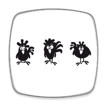 Fans de poulet - Coq - Coq - Poulet de soie - Bio - Magnet carré - blanc - Devant