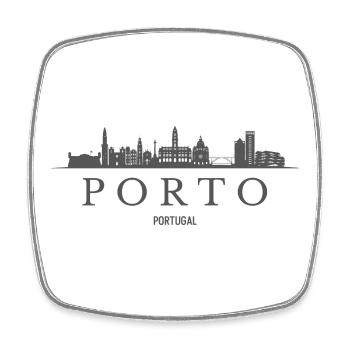 Porto Skyline, Porto Portugal - Square fridge magnet - white - Front