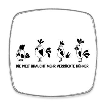 Fans de poulet - Coq - Coq - Poulet fleur - Bio - Magnet carré - blanc - Devant