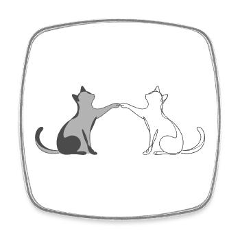 Zwei Katzen Line Art Illustration  - Viereckiger Kühlschrankmagnet - Weiß - Vorne