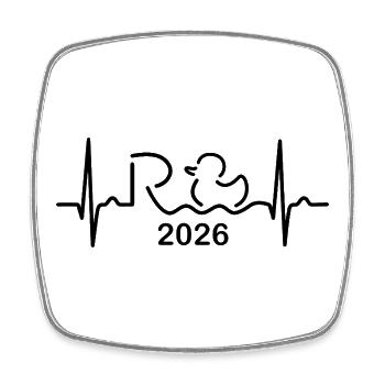 Pension 2026 - Retraite - Pension ECG Pulse - Magnet carré - blanc - Devant