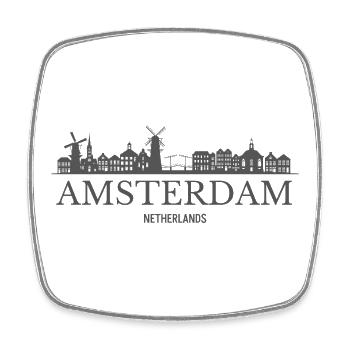 Amsterdam, Pays-Bas, silhouette d’Amsterdam - Magnet carré - blanc - Devant