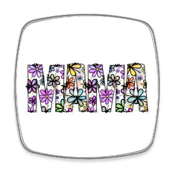 Floral Rainbow Word Pattern - Square fridge magnet - white - Front