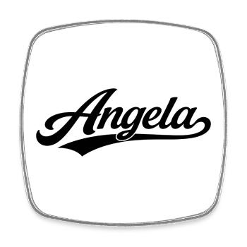 Nom d’Angela : premier nom de famille - Magnet carré - blanc - Devant
