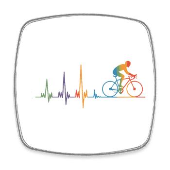 Cyclist Heartbeat ECG Colorful racing cyclist - Square fridge magnet - white - Front