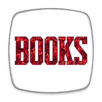 Red Flower Letters Book - Square fridge magnet - white - Front