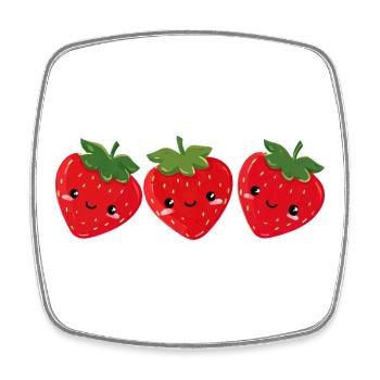 Fraises Visages Doux - Magnet carré - blanc - Devant