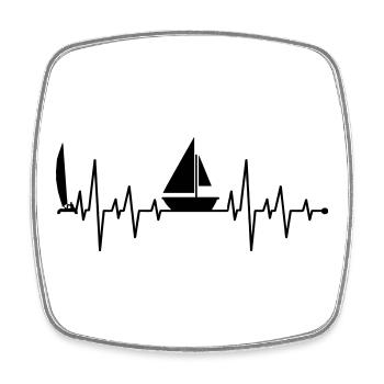 Segelboot Herzschlag - Viereckiger Kühlschrankmagnet - Weiß - Vorne
