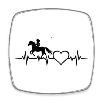 Pferd Reiterin Herz Herzschlag EKG Mädchen Puls - Viereckiger Kühlschrankmagnet - Weiß - Vorne