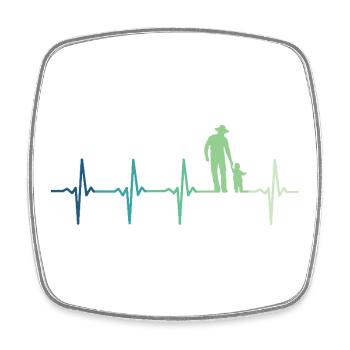 Vater und Sohn Herzschlag Geschenk Vater Sohn - Viereckiger Kühlschrankmagnet - Weiß - Vorne