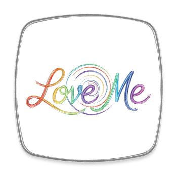 Love Me Say Colorful Text Drawing Art Print - Square fridge magnet - white - Front