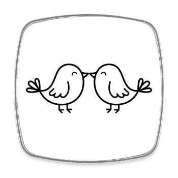 Oiseaux mignons - Magnet carré - blanc - Devant
