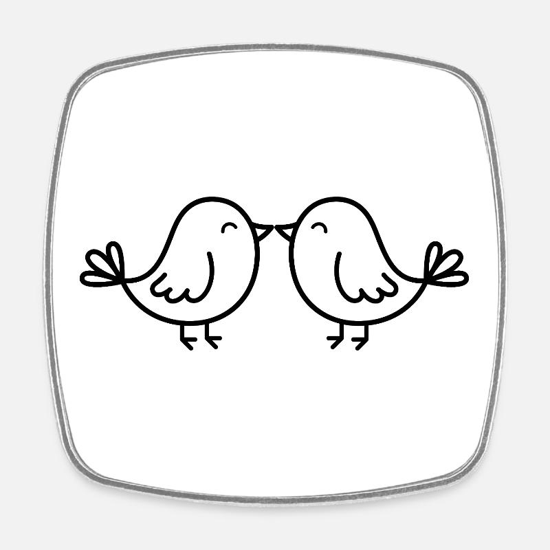Cute Birds - Square fridge magnet - white