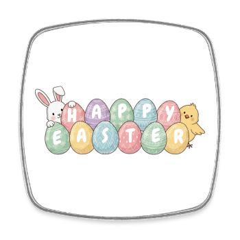 Süßes Osterhasen-Küken und Eier - Viereckiger Kühlschrankmagnet - Weiß - Vorne