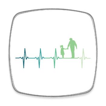 Father and daughter heartbeat dad and daughter - Square fridge magnet - white - Front