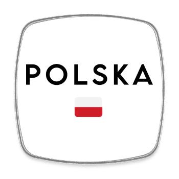 Flag of Poland, elegant minimalist design - Square fridge magnet - white - Front