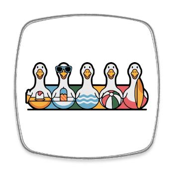 Rangée d’oies d’été - Magnet carré - blanc - Devant