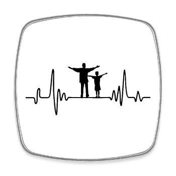 Vater und Sohn Herzschlag Geschenk Vater Sohn - Viereckiger Kühlschrankmagnet - Weiß - Vorne