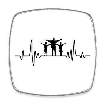 Father with two sons heartbeat dad with 2 - Square fridge magnet - white - Front